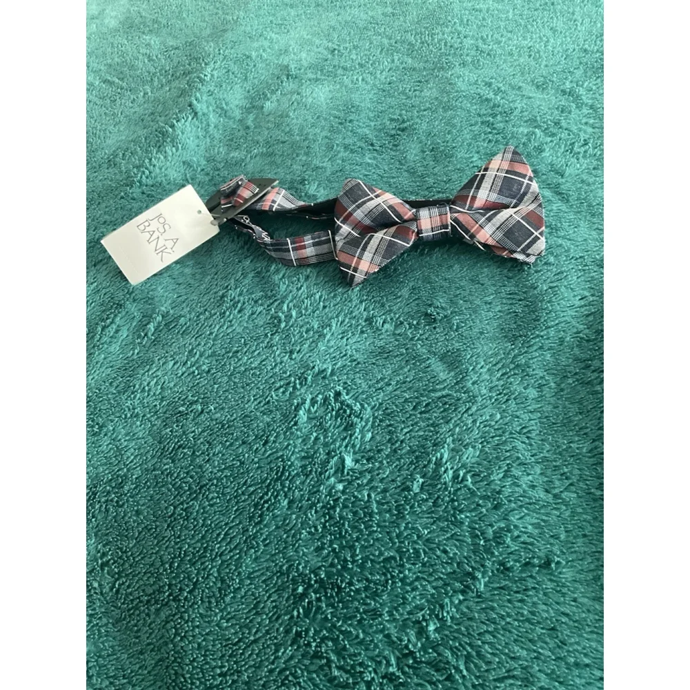 Jos A Bank Mens Blue Red Plaid Bowtie Adjustable Formal Wedding Party Prom